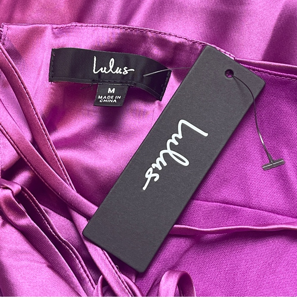 Lulus Chic Allure Purple Satin Lace-Up Mini Slip Dress - Picture 5 of 8